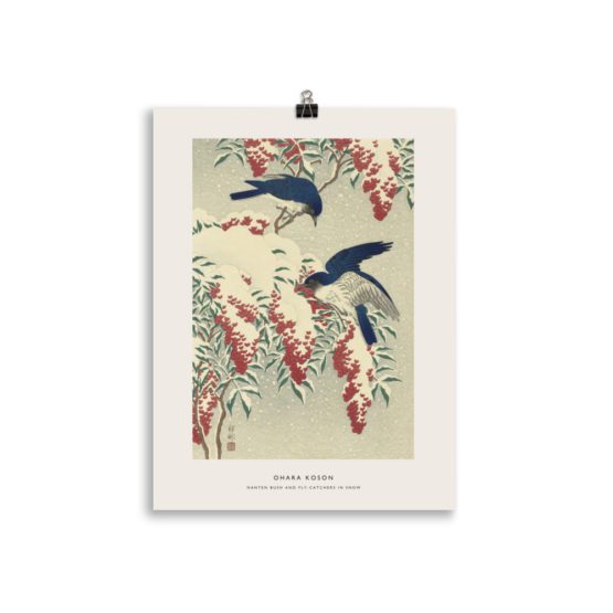 NANTEN BUSH AND FLY-CATCHERS IN SNOW | OHARA KOSON – Image 4