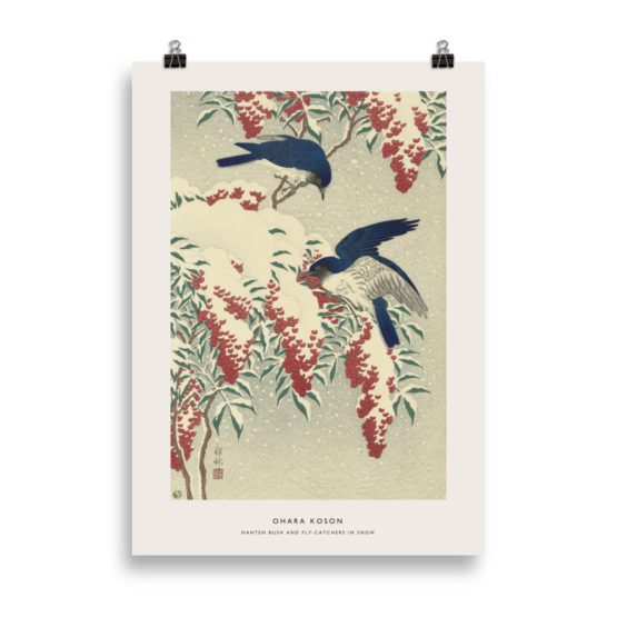 NANTEN BUSH AND FLY-CATCHERS IN SNOW | OHARA KOSON – Image 2