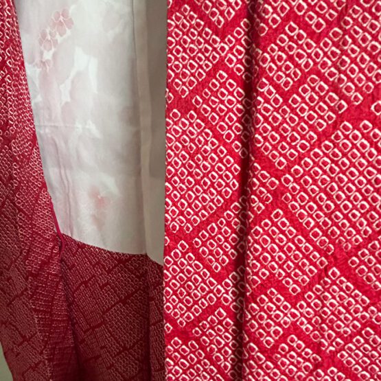 Rouge et Neige : Haori Vintage Shibori Éclatant – Image 3