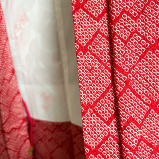 Rouge et Neige : Haori Vintage Shibori Éclatant – Image 6