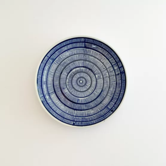 Artisanal Blue Cup & Saucer Set motif rayé – Image 7
