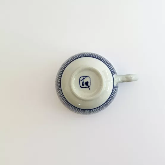 Artisanal Blue Cup & Saucer Set motif rayé – Image 9