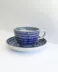 Artisanal Blue Cup & Saucer Set motif rayé