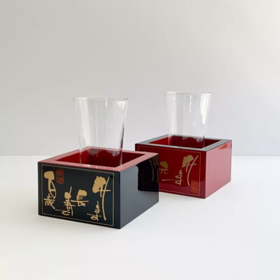 Tasse de Longévité - Ensemble Masu à Saké et Verre à Saké
