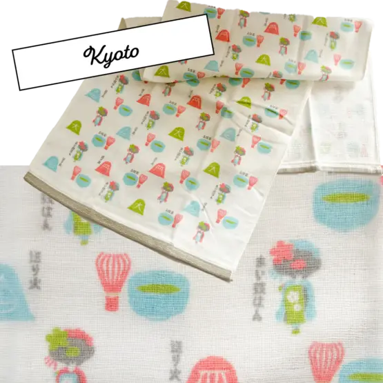 Serviettes Tenugui japonais en gaze douce – Set de 2 pièces avec motifs de Kyoto et Tohoku – Image 6