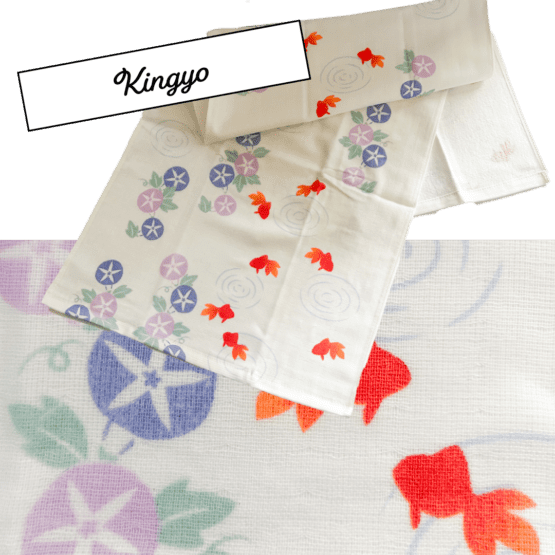 Serviettes Tenugui japonais en gaze douce – Set de 2 pièces avec motifs de narcisse et de poisson rouge et morning glory – Image 6