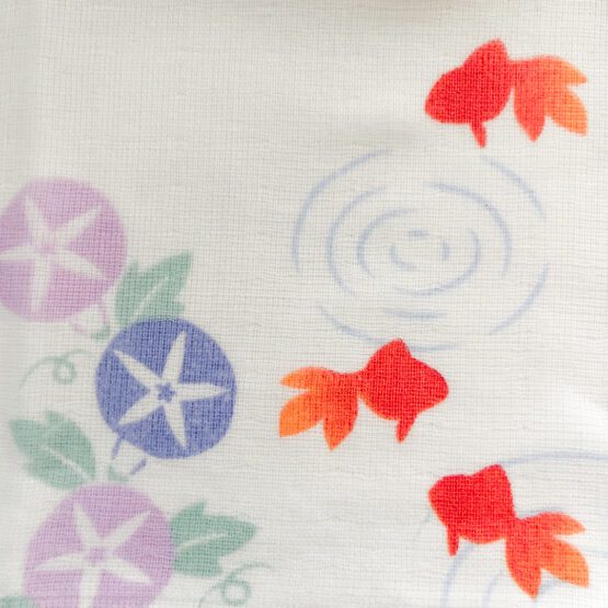 Serviettes Tenugui japonais en gaze douce – Set de 2 pièces avec motifs de narcisse et de poisson rouge et morning glory – Image 7