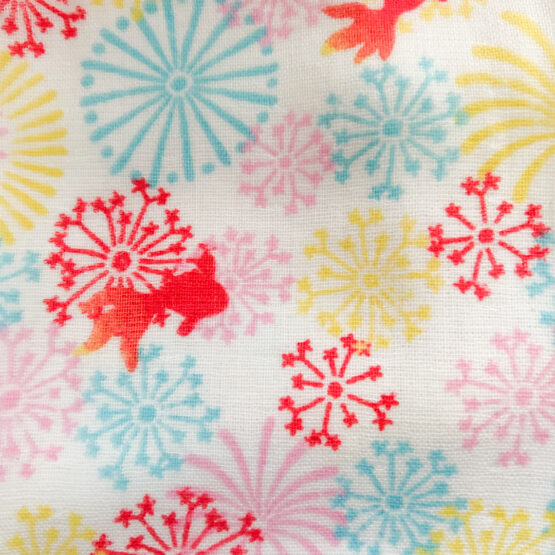 Serviettes Tenugui japonais en gaze douce – Set de 2 pièces avec motifs estivaux de Festival, Feux d'Artifice et 金魚 (Kingyo) – Image 7
