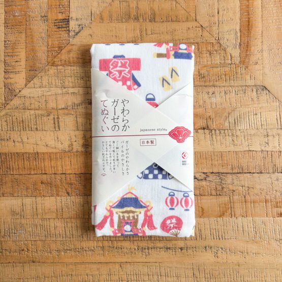 Serviettes Tenugui japonais en gaze douce – Set de 2 pièces avec motifs estivaux de Festival, Feux d'Artifice et 金魚 (Kingyo) – Image 2