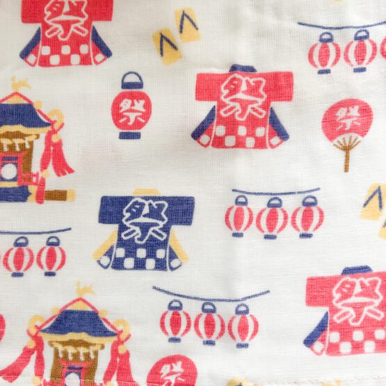 Serviette Tenugui japonais en gaze douce avec motifs de fête traditionnelle – Image 4