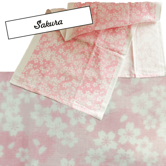Serviettes Tenugui japonais en gaze douce – Set de 3 pièces avec motifs floraux de Sakura, Peony et Ume – Image 6