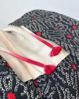 Haori vintage japonais en shibori – motif floral rouge