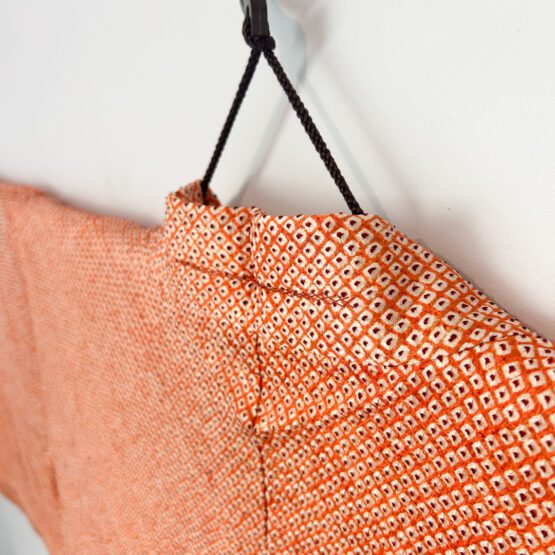 Haori vintage japonais – soie orange vif à doublure florale – Image 7