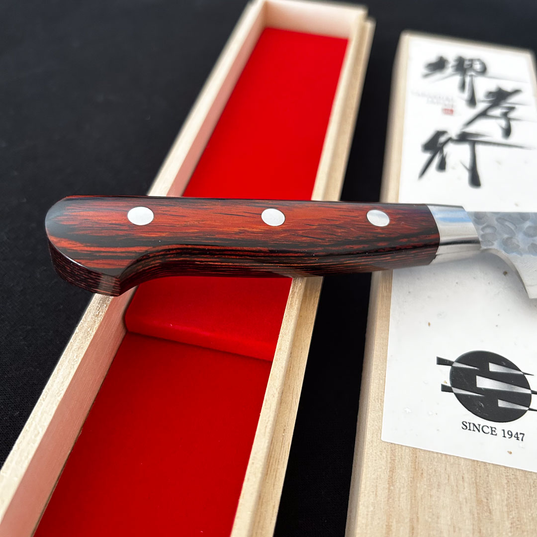 Couteau japonais Sakai Takayuki Petty 150mm – Acier VG10 Damas martelé et manche Acajou – Image 4