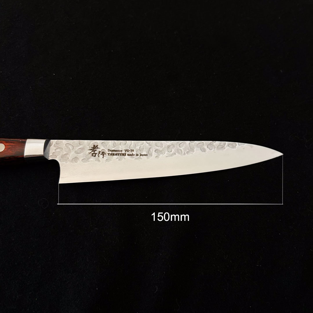 Couteau japonais Sakai Takayuki Petty 150mm – Acier VG10 Damas martelé et manche Acajou – Image 6