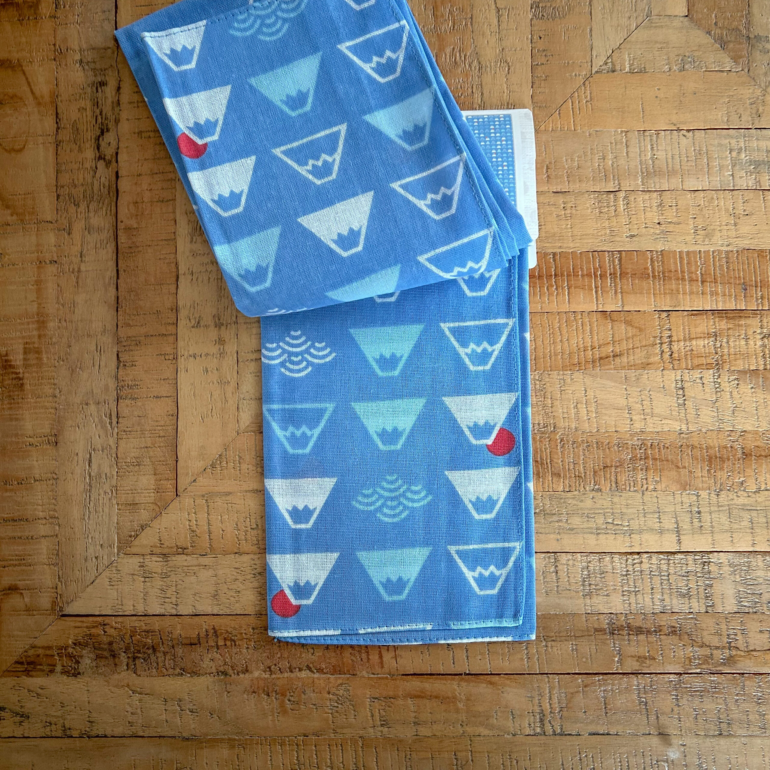 Tenugui en coton Mt.Fuji Blue et white set - Image 6